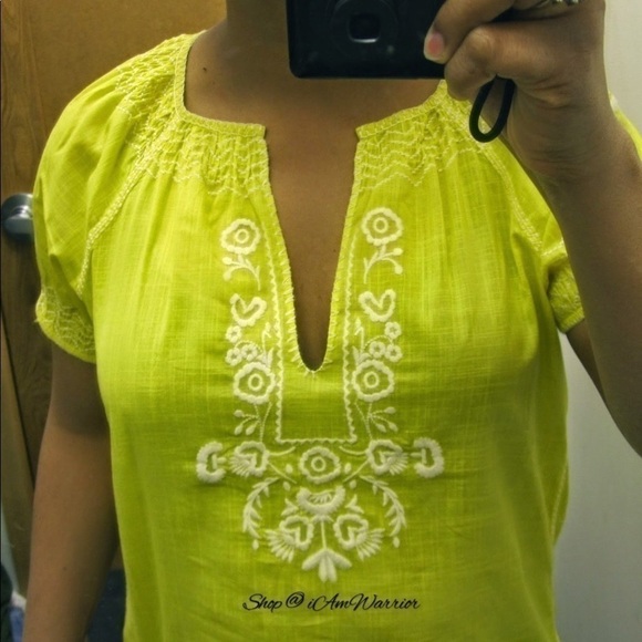 J.Crew lemon yellow embroidered peasant top *shop@iamwarrior - Picture 7 of 12